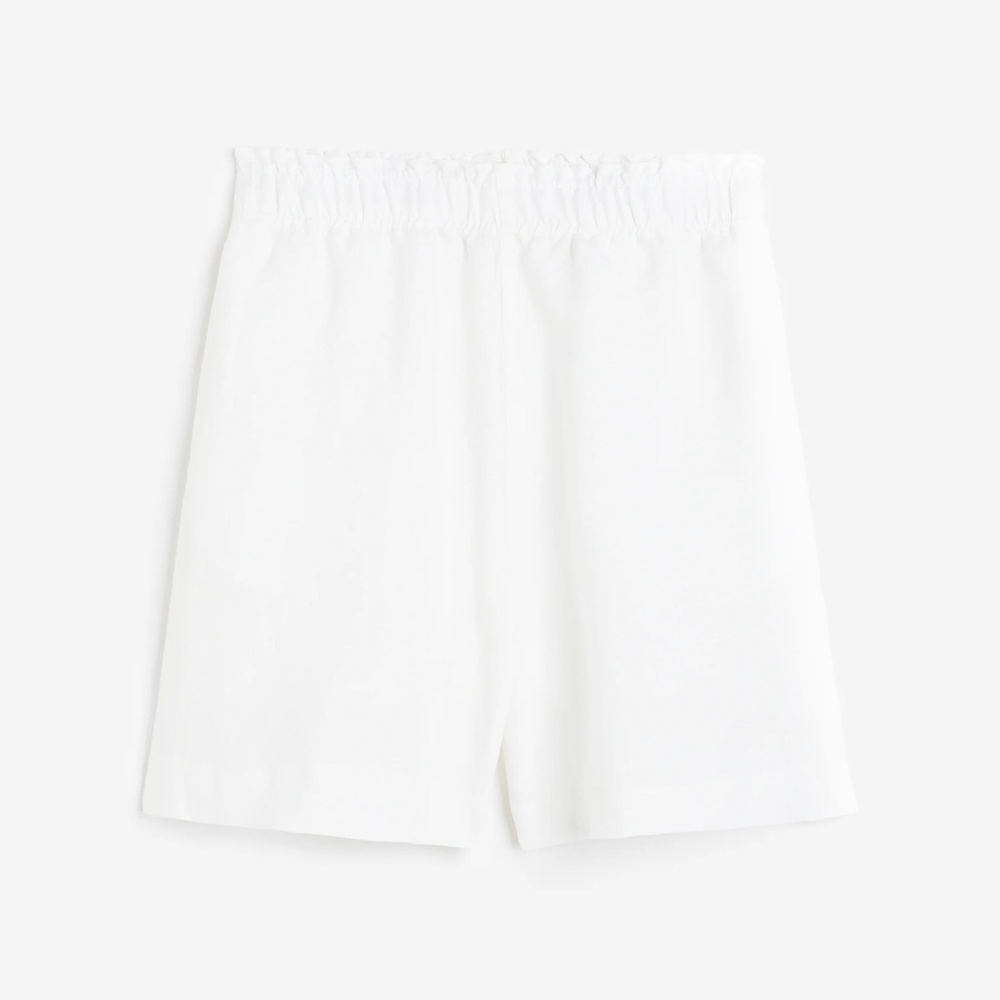 H&M Linen blend Women's White Elastic Waist Shorts